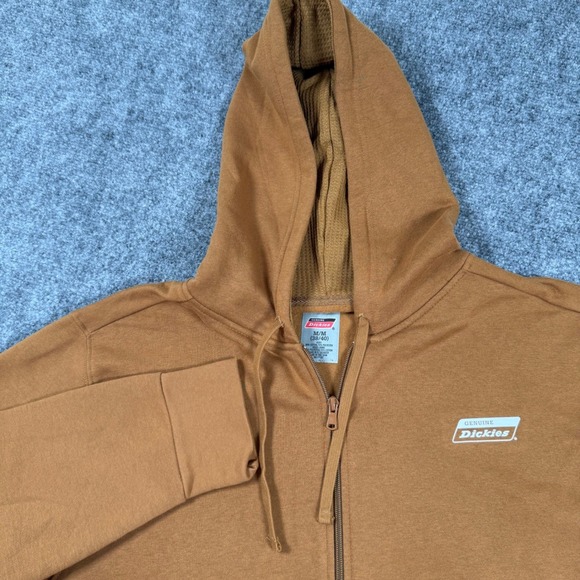 Genuine Dickies Hoodie Medium Brown Zip Up Hoodie Cotton Blend Sweatshirt Men's - Picture 1 of 10